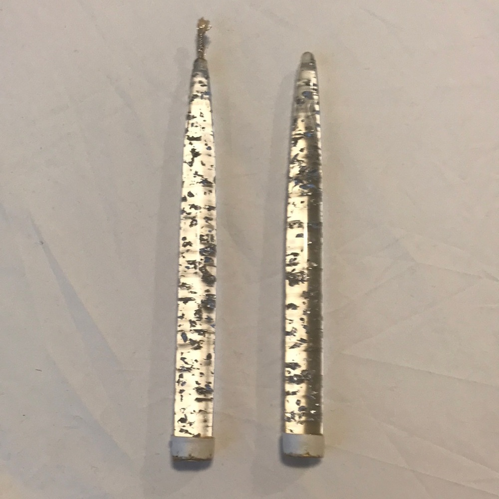 Pair of D. H. Lindberg Clear with Silver Lucite Taper Candles